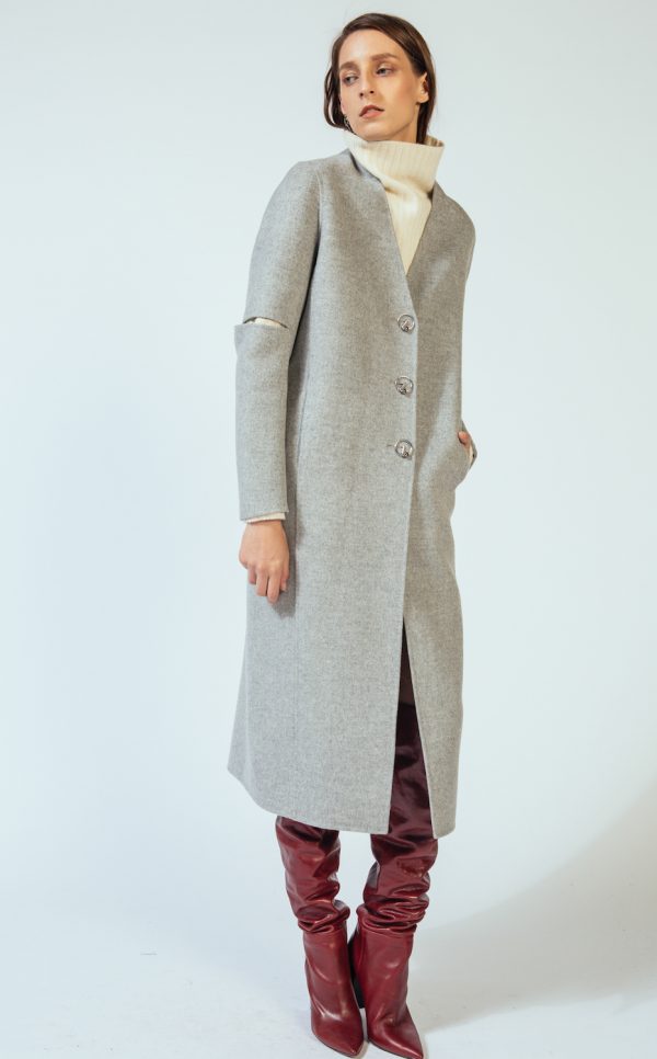 Double-faced wool cut-out coat - I M M I